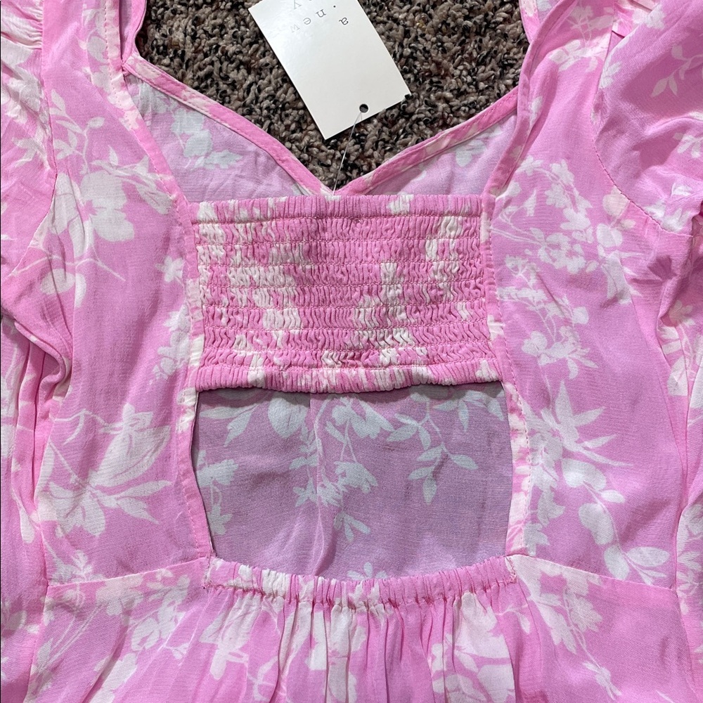A New Day Women's Crepe Flutter Short Sleeve Floral Midi Dress Sz XS | NWT - Picture 5 of 6